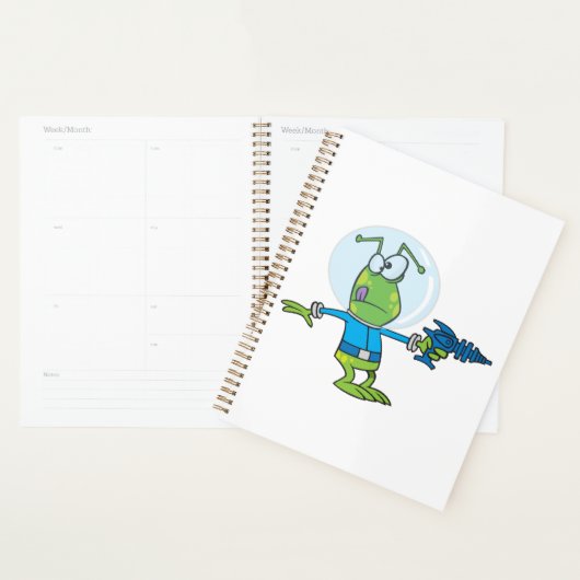 Grappige alien met Ray Pistool Sci-Fi Space Invade Planner (Display)