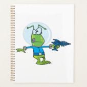 Grappige alien met Ray Pistool Sci-Fi Space Invade Planner (Voorkant)