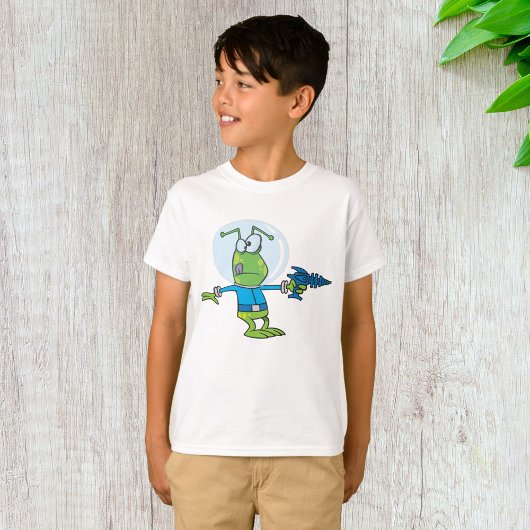 Grappige alien met Ray Pistool Sci-Fi Space Invade T-shirt