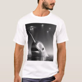 Grappige Alien Narwhal UFO Racoon Selfie met UFO's T-shirt (Voorkant)