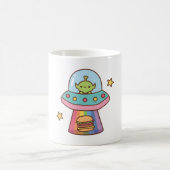 Grappige alien ontvoert burger Doodle Koffiemok (Center)