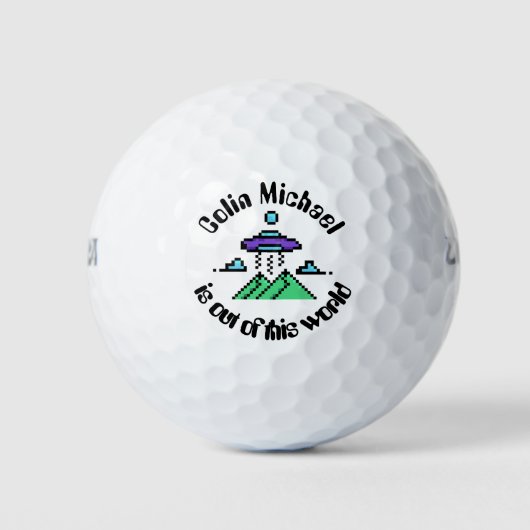 Grappige Alien Pixel Art Gepersonaliseerde Grappig Golfballen (Voorkant)