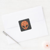 Grappige Alien Pizza Kop Vierkante Sticker (Envelop)