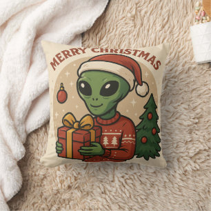 Grappige Alien Prettig Kerstfeest Kussen