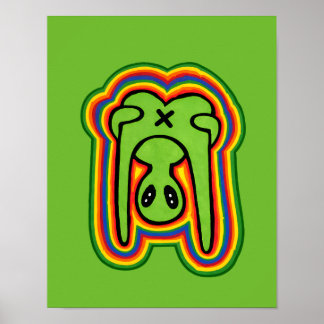 Grappige Alien Retro Kleurrijke Psychedelische Reg Poster
