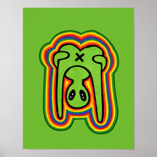 Grappige Alien Retro Kleurrijke Psychedelische Reg Poster (Voorkant)
