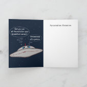 Grappige Alien-ruimteschip strip creatieve woord i Kaart (Binnen)