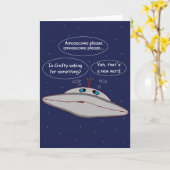 Grappige Alien-ruimteschip strip creatieve woord i Kaart (Gele Bloem)
