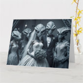 GRAPPIGE ALIEN SCI-FI BRUILOFT GEFELICITEERD KAART (Gele Bloem)