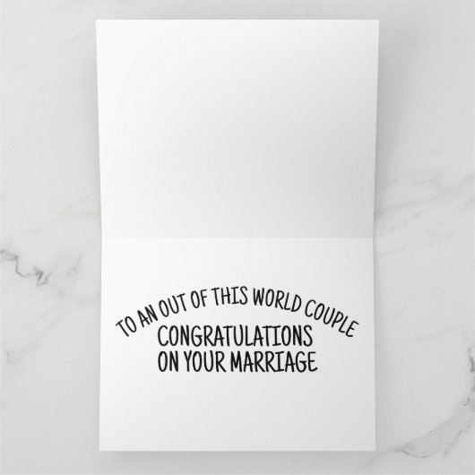 GRAPPIGE ALIEN SCI-FI BRUILOFT GEFELICITEERD KAART (Binnen)