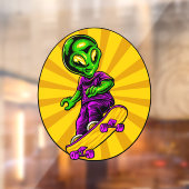 Grappige Alien Skateboarder Grappige Auto Truck Raamsticker (Vel 2)