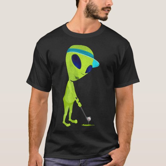 Grappige Alien Spelen Golf Parodie Golfer UFO Golf T-shirt (Voorkant)