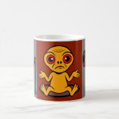 Grappige Alien Sportbeker – 3-panel Cartoon Workou Koffiemok (Center)