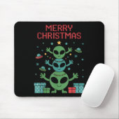Grappige Alien Trio Merry Laffe Kerstmis Kerstman Muismat (Met muis)