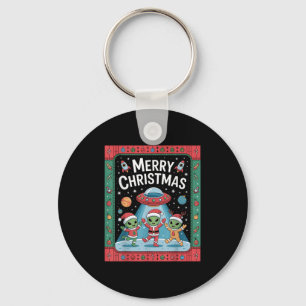 Grappige Alien Trio Merry Laidelijke Kerstmis Kers Sleutelhanger