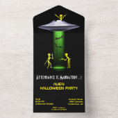 Grappige Alien 🎅🛸 UFO Halloween Party All In One Uitnodiging (Binnen)