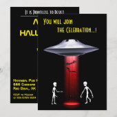 Grappige Alien 🎅🛸 UFO Halloween Party Kaart (Voorkant / Achterkant)