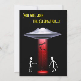 Grappige Alien 🎅🛸 UFO Halloween Party Kaart