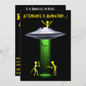 Grappige Alien 🎅🛸 UFO Halloween Party Kaart (Voorkant / Achterkant)