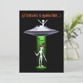 Grappige Alien 🎅🛸 UFO Halloween Party Kaart (Staand voorkant)