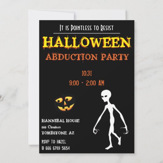 Grappige Alien 🎅🛸 UFO Halloween Party Kaart (Achterkant)