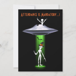 Grappige Alien 🎅🛸 UFO Halloween Party Kaart