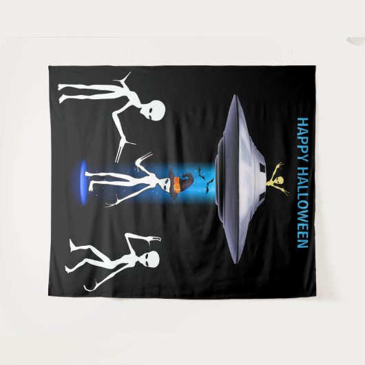 Grappige Alien 🎅🛸 UFO Halloween Party Wandkleed (Voorkant (horizontaal))