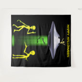 Grappige Alien 🎅🛸 UFO Halloween Party Wandkleed (Voorkant (horizontaal))