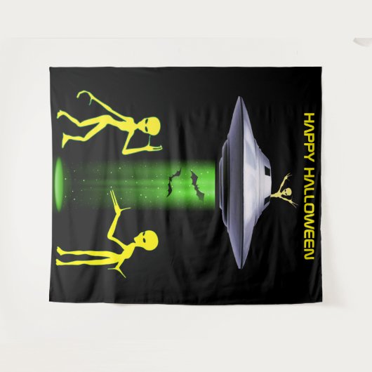 Grappige Alien 🎅🛸 UFO Halloween Party Wandkleed (Voorkant (horizontaal))