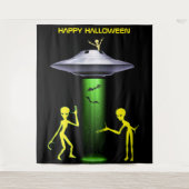 Grappige Alien 🎅🛸 UFO Halloween Party Wandkleed (Voorkant)