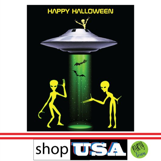 Grappige Alien 🎅🛸 UFO Halloween Party Wandkleed