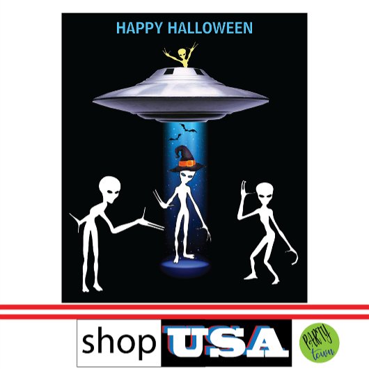 Grappige Alien 🎅🛸 UFO Halloween Party Wandkleed