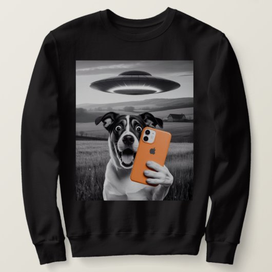 Grappige Alien UFO Hond Selfie - Cool Cat & Space  Trui (Design voorkant)