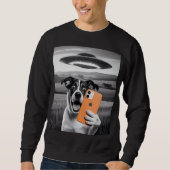 Grappige Alien UFO Hond Selfie - Cool Cat & Space  Trui (Voorkant)