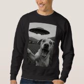 Grappige Alien UFO Hond Selfie - Cool Kat & Space Trui (Voorkant)