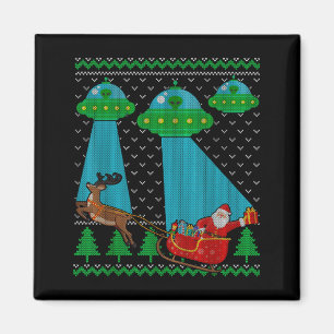 Grappige Alien Ufo Kerstman Slede Lelijke Kerst Sw Magneet