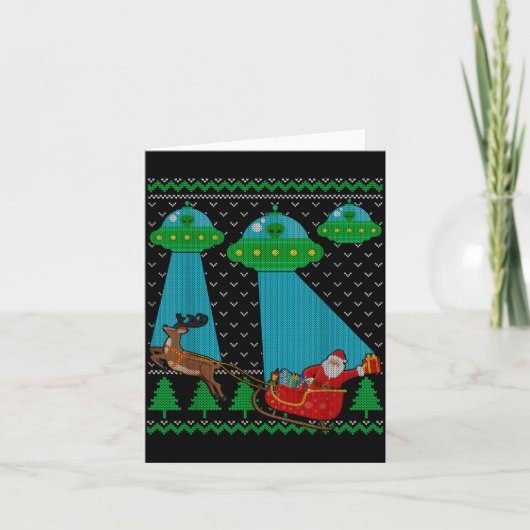 Grappige Alien Ufo Kerstman slee Grappige Kerst Sw Kaart (Voorkant)