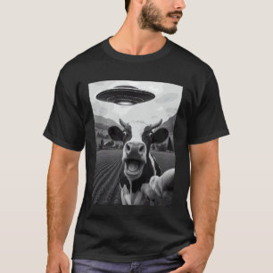 Grappige Alien UFO Koe Abductie Selfie T-shirt
