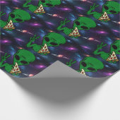 Grappige Alien UFO Pizza UAP Cadeaupapier (Hoek)