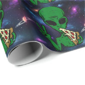 Grappige Alien UFO Pizza UAP Cadeaupapier (Rol Hoek)
