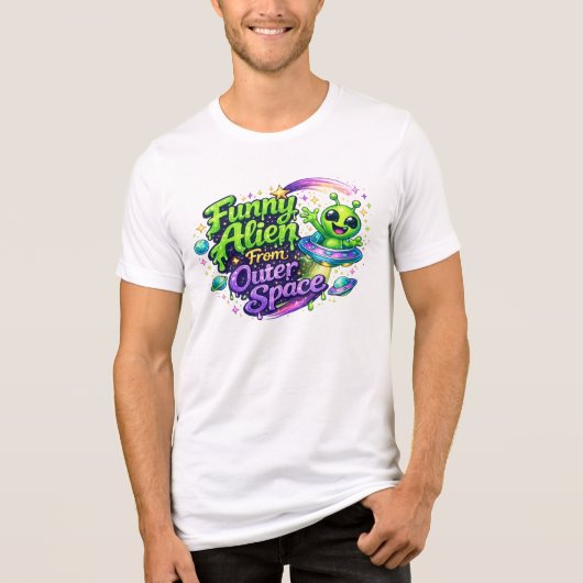 Grappige Alien Uit de Buitenruimte Schattige Carto Tri-Blend Shirt (Voorkant)