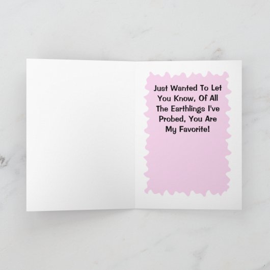 Grappige Alien Valentijn Kaart (Binnen)