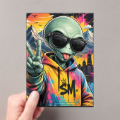 Grappige Alien Vibes Acryl Uitnodigingen (Insitu (Draagbaar))