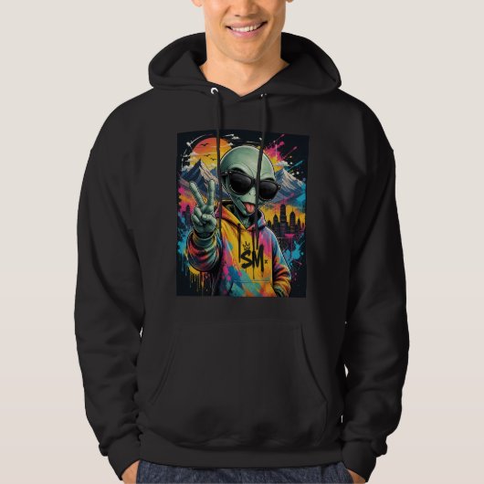 Grappige Alien Vibes Hoodie (Voorkant)