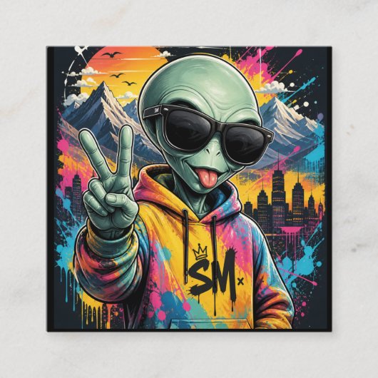 Grappige Alien Vibes Informatiekaartje (Voorkant)