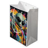 Grappige Alien Vibes Medium Cadeauzakje (Voorkant Gekanteld)