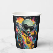 Grappige Alien Vibes Papieren Bekers (Achterkant)