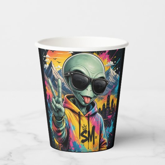 Grappige Alien Vibes Papieren Bekers (Voorkant)