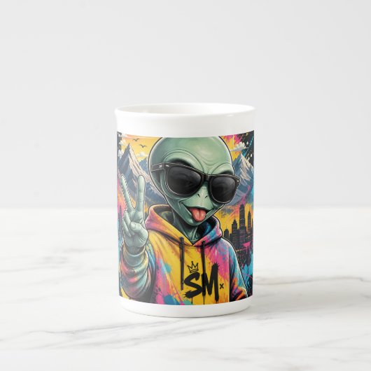 Grappige Alien Vibes Porselein Kop (Voorkant)