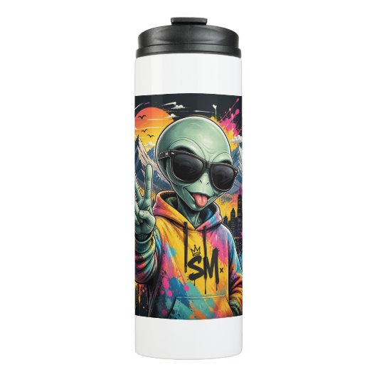Grappige Alien Vibes Thermosbeker (Voorkant)